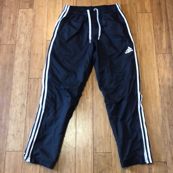 ADIDAS White Striped Black Athletic Pants - Picture 1 of 5